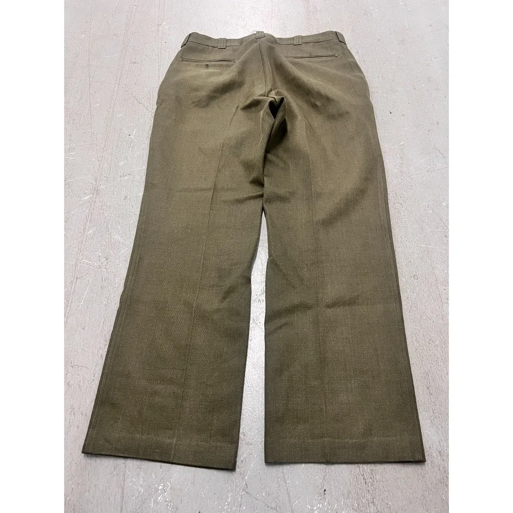 Vintage Cabela's Pants Mens 34W Olive Green Wide Leg Flat‎ Front Outdoor Zip Fly
